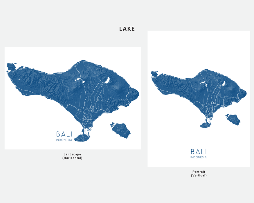Bali Indonesia island map print with a 3D topographic landscape design by Maps As Art.