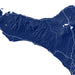 Topographic map of a region with mountainous terrain