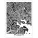 Black and white map of Baltimore, Maryland on a white background