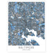 Map of Baltimore, Maryland with blue and gray color scheme on a white background