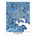 Map of Baltimore, Maryland in blue tones on a white background