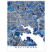 Colorful map of Baltimore with a blue and gray color scheme.