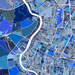 Map of a city with blue color coding