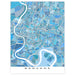 Map of Bangkok with a river and grid layout, featuring various shades of blue.