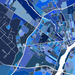 Colorful map of a city with various shades of blue