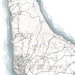 Map of a coastal area with roads and boundaries