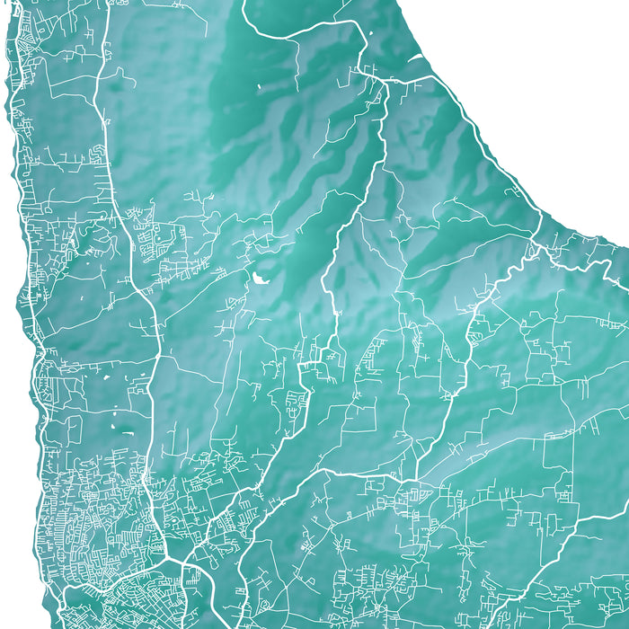 Map of a region with teal color scheme