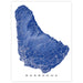 Map of Barbados in blue on a white background