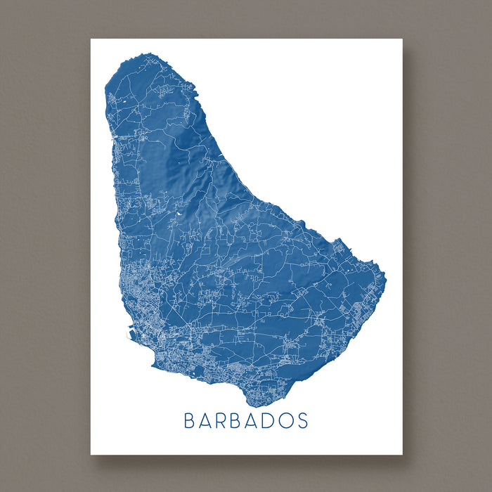 Map of Barbados on a white background with 'Barbados' text below.