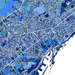 Map of a city with a grid layout in various shades of blue.