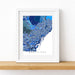 Framed map of Barcelona on a white background