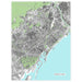 Map of Barcelona with green and blue color scheme