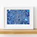 Framed map of Beijing with a blue mosaic design on a white background