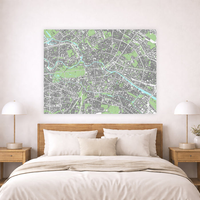 Berlin Germany Map Wall Art Print: City Streets and Buildings
