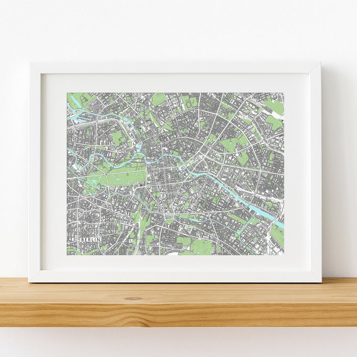 Berlin Germany Map Wall Art Print: City Streets and Buildings