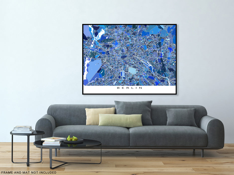 Art Germany Print Maps Street Map Geometric Blue As E Art Wall City Berlin — Poster,
