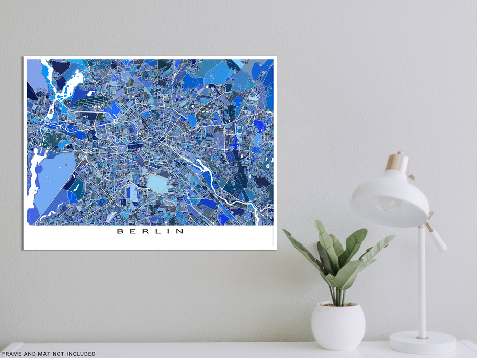 Print Street As City Geometric Poster, — Art Map Blue Berlin E Maps Art Wall Germany