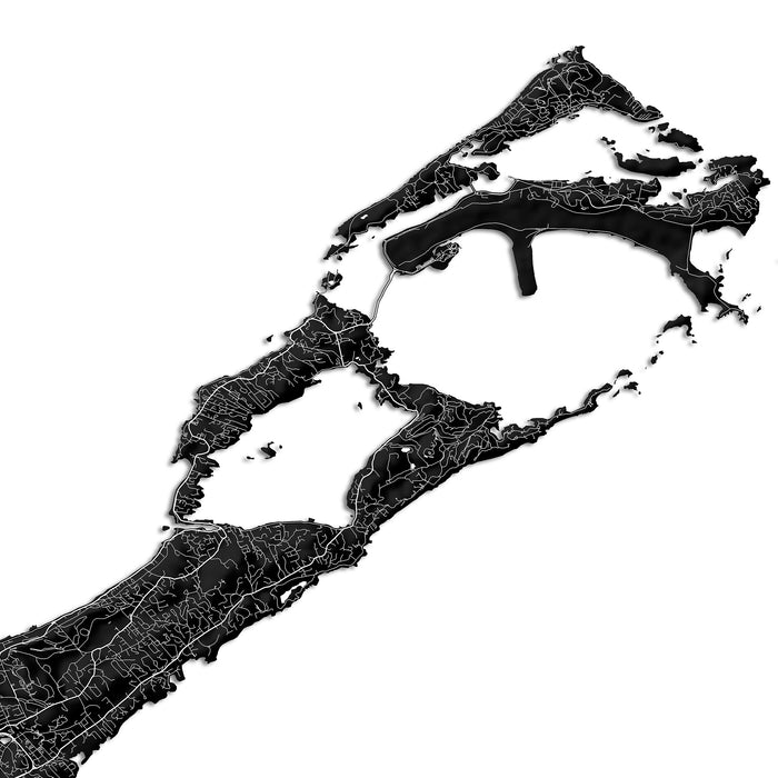 Bermuda Map Print: Black and White Topographic Island Wall Art Poster