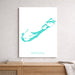 Map of Bermuda in turquoise on a white background, framed and displayed on a wall.