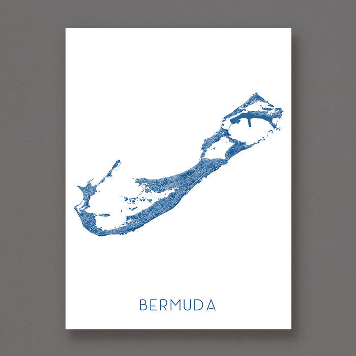 Map of Bermuda in blue on a white background