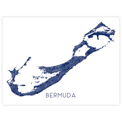 Map of Bermuda in navy blue on a white background