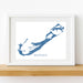 Framed map of Bermuda on a white background