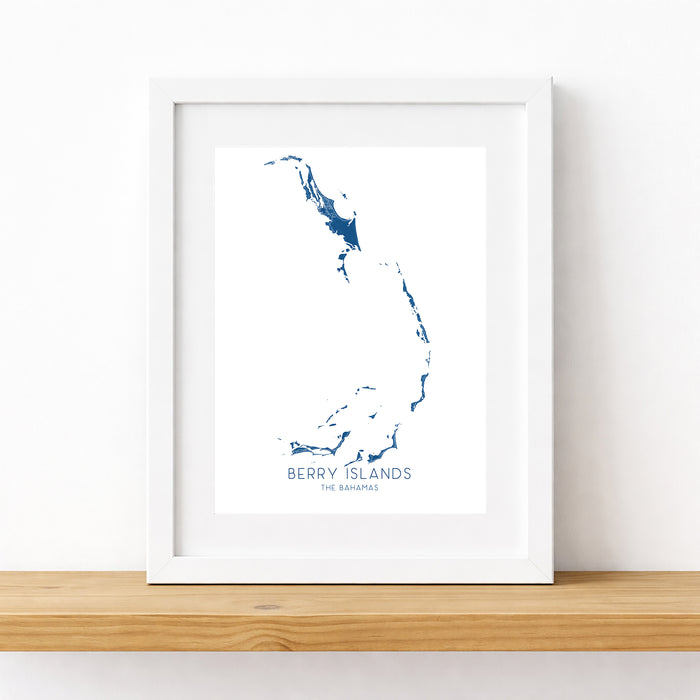 Berry Islands Bahamas Map Wall Art Print: Great Harbour Cay Great Stirrup Cay CocoCay