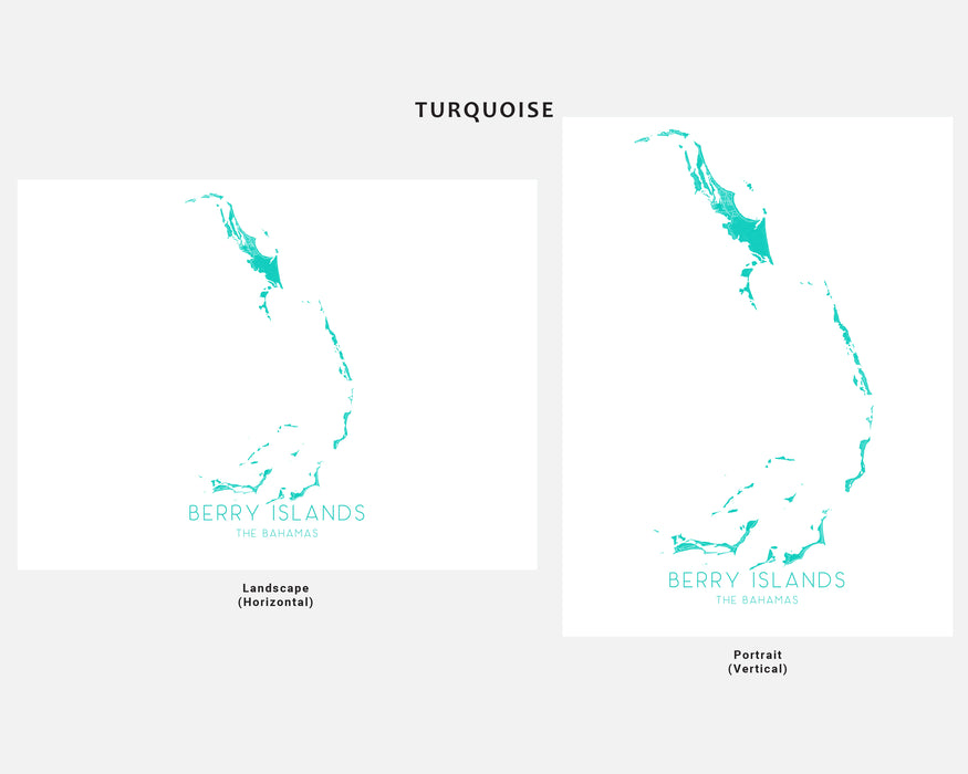 Berry Islands, The Bahamas map print by Maps As Art.