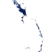 Map of the Bahamas in blue on a white background