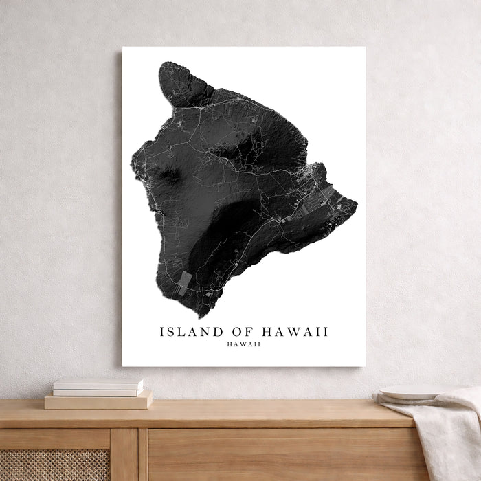 Map of the Island of Hawaii on a white background