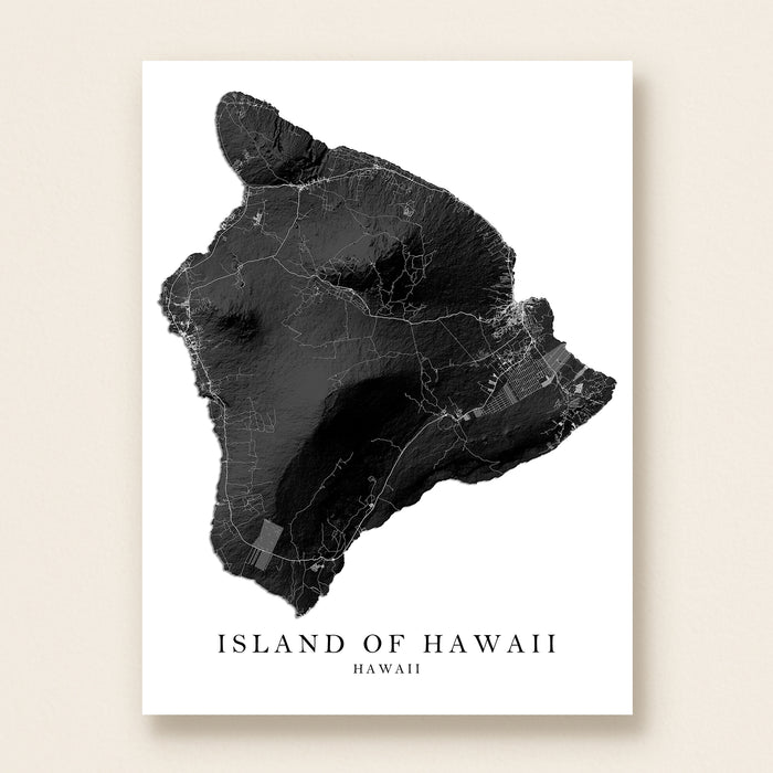 Map of the Island of Hawaii on a white background