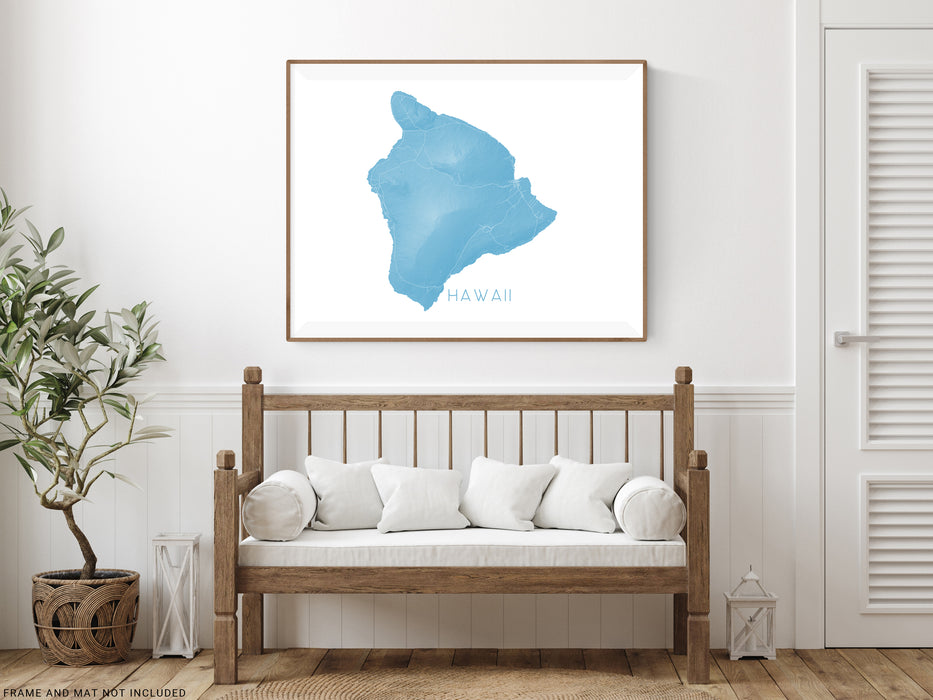 Big Island Hawaii map print with a topographic landscape design by Maps As Art.