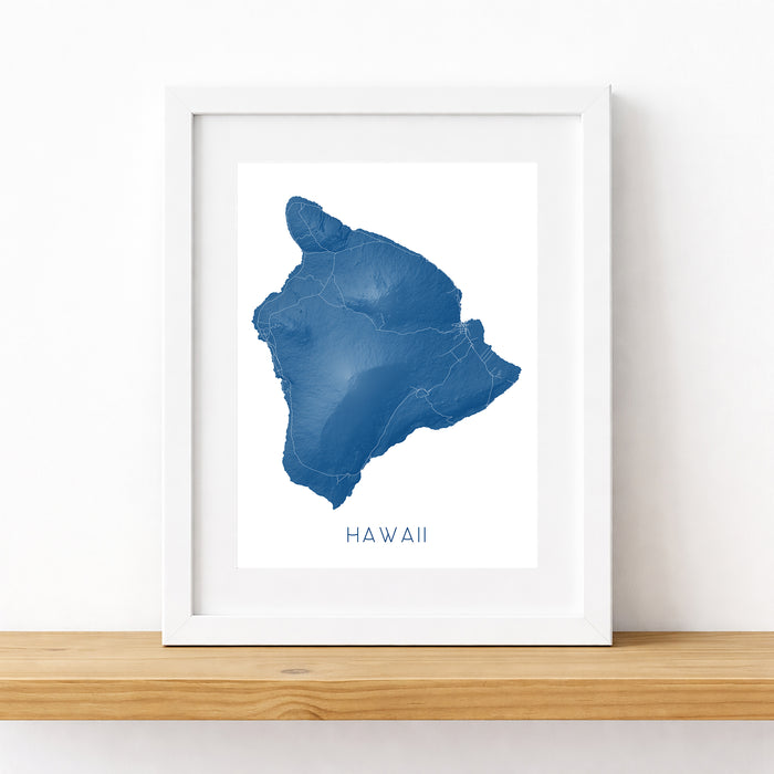 Framed map of Hawaii on a white background