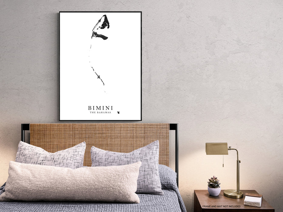 Bimini The Bahamas islands map print with a black and white white design by Maps As Art.