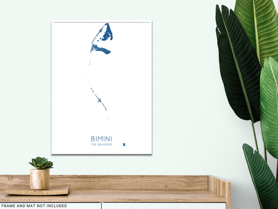 Bimini The Bahamas islands map print with a colourful landscape design by Maps As Art.