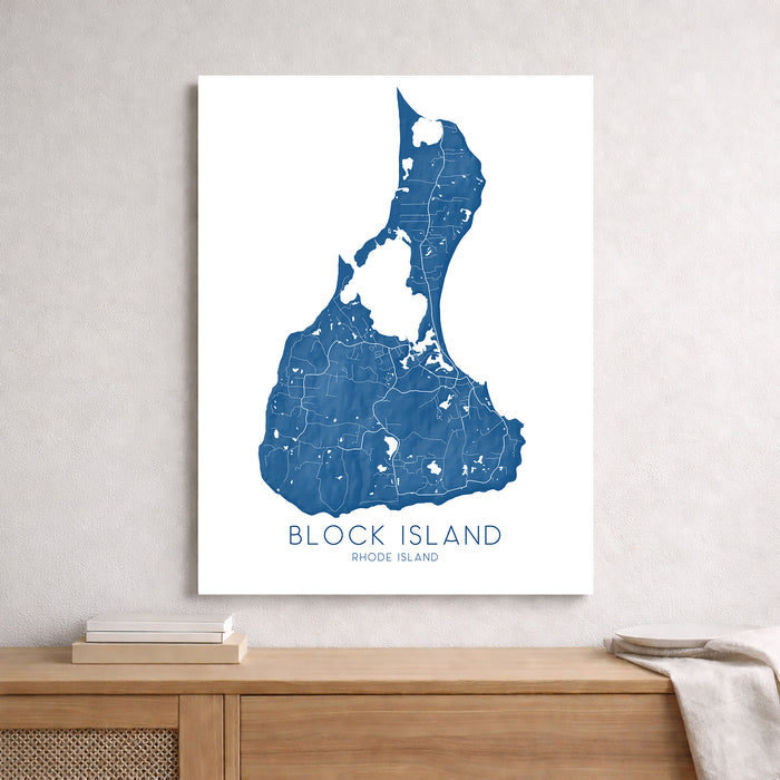 Block Island Map Wall Art Print Poster: Rhode Island, New Shoreham, New England