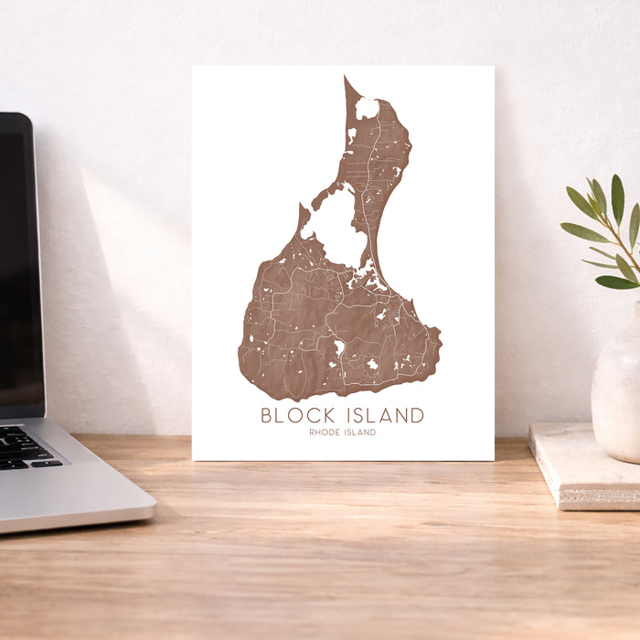 Block Island Map Wall Art Print Poster: Rhode Island, New Shoreham, New England