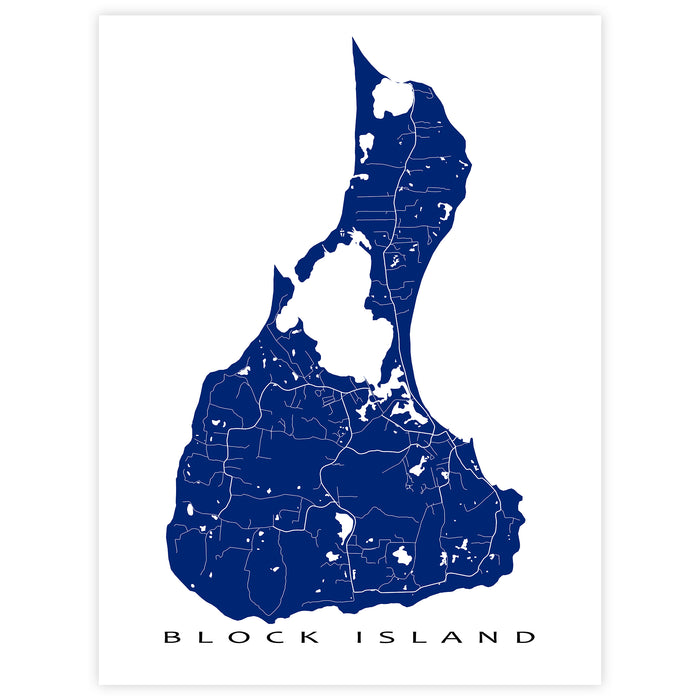 Block Island Map Print: Rhode Island Wall Art Poster, USA