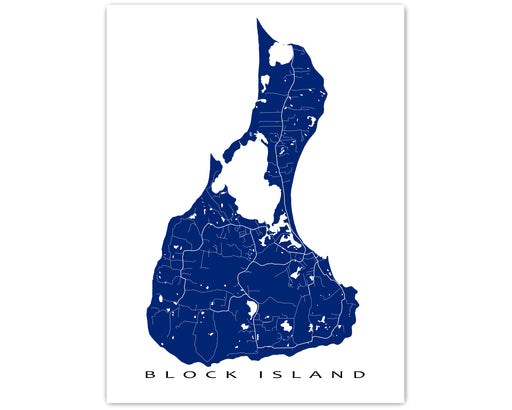 Block Island, Rhode Island map print by Maps As Art.