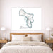 Map of Bonaire on a wall above a bed in a bedroom setting