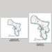 Two map prints of Bonaire, one landscape and one portrait, on a gray background.