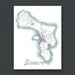 Map of Bonaire with water body outline on a white background