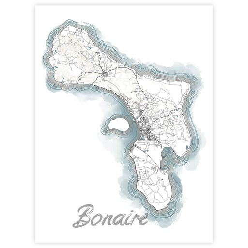 Map of Bonaire with a white background