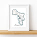 Framed map of Bonaire on a white background