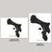 Two black and white maps of Bonaire, one landscape and one portrait orientation, on a gray background.