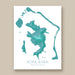 Map of Bora Bora with a teal color scheme on a white background