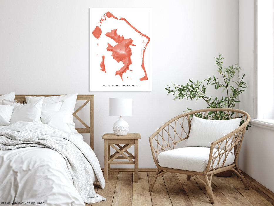 Bora Bora map print with natural landscape and main roads designed by Maps As Art.