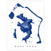 Map of Bora Bora in blue on a white background