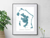 Bora Bora map print with natural landscape and main roads designed by Maps As Art.