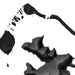 Black and white abstract art with geometric shapes on a white background